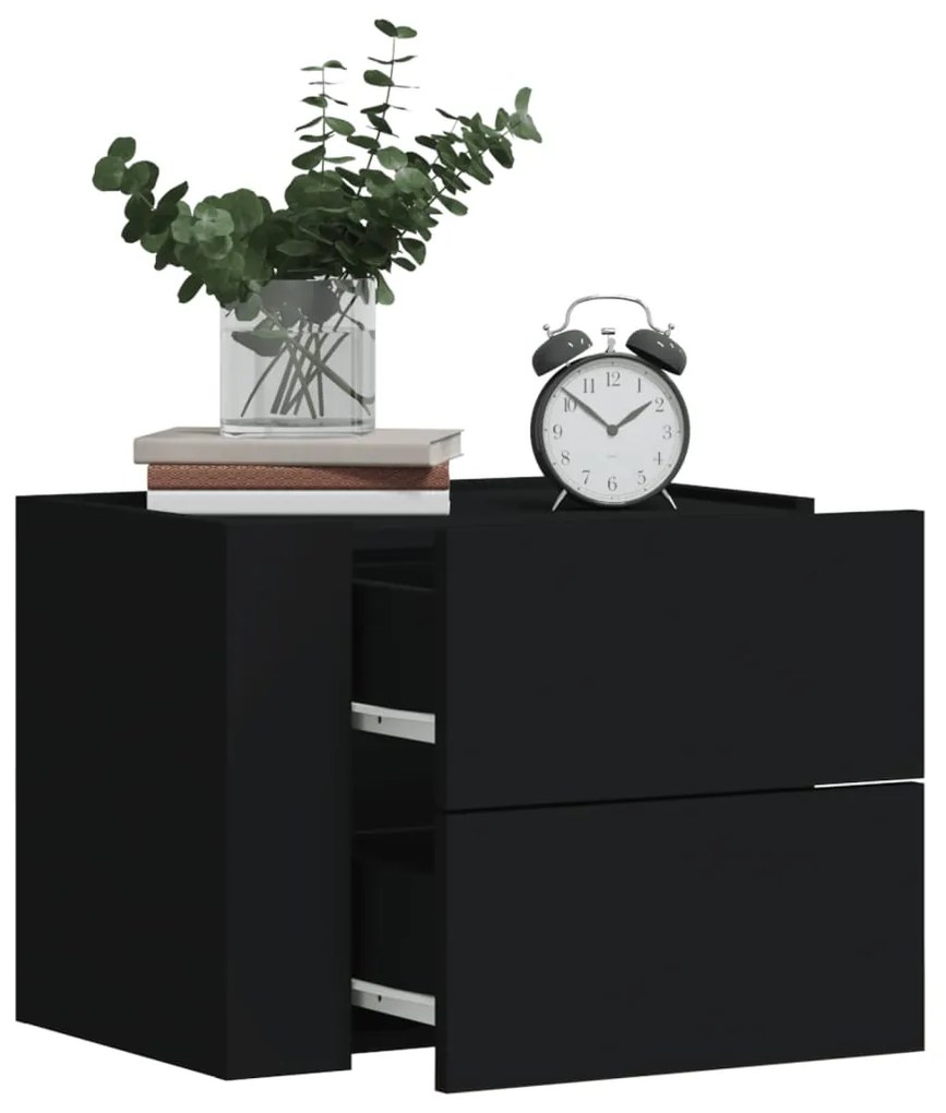 vidaXL Noptiere de perete, 2 buc., negru, 45x30x35 cm