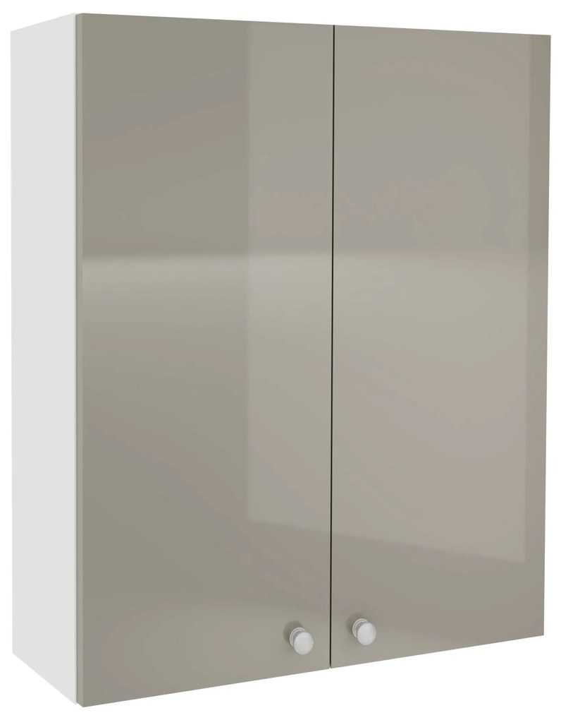 Corp Baie Zaria, Suspendat, 2 Usi, Gri Lucios/Alb, MDF, L 60 x l 22 x H 72 cm