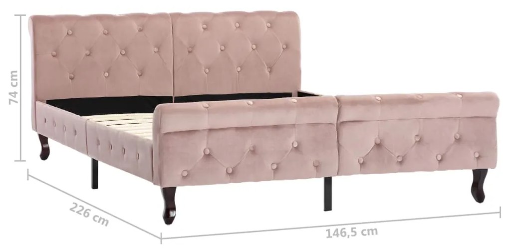 Cadru de pat, roz, 140 x 200 cm, catifea Roz, 140 x 200 cm