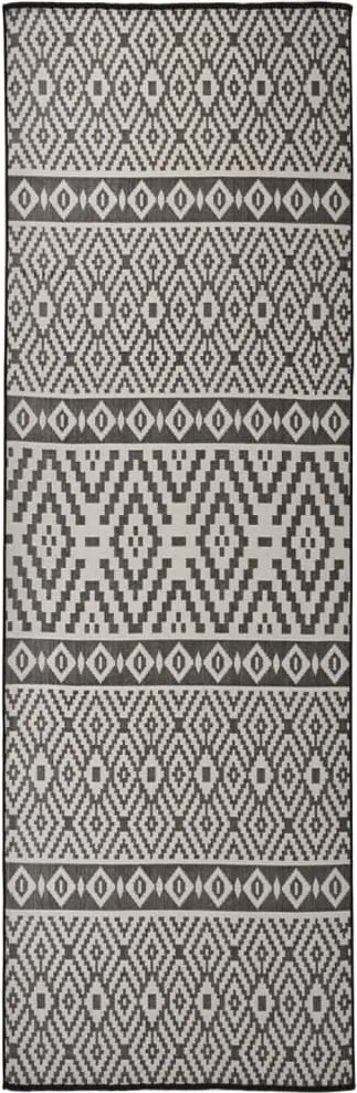 vidaXL Covor de exterior, dungi negre, 80x250 cm, țesătură plată