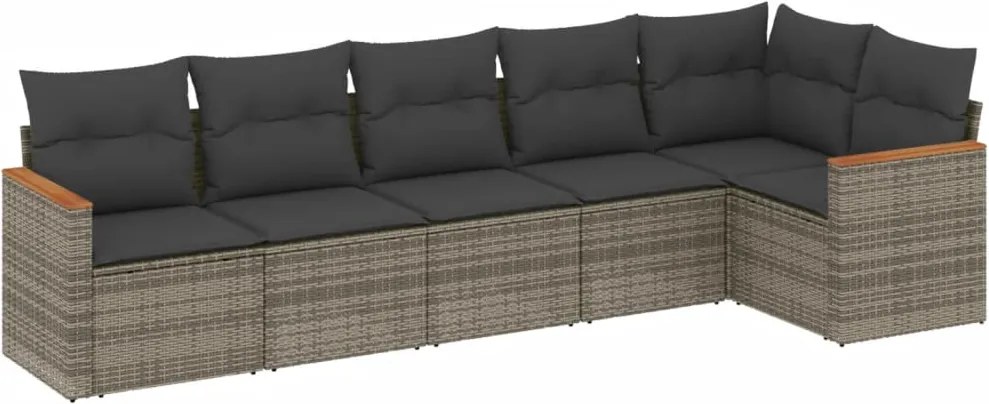 vidaXL Set mobilier grădină cu perne, 6 piese, gri, poliratan
