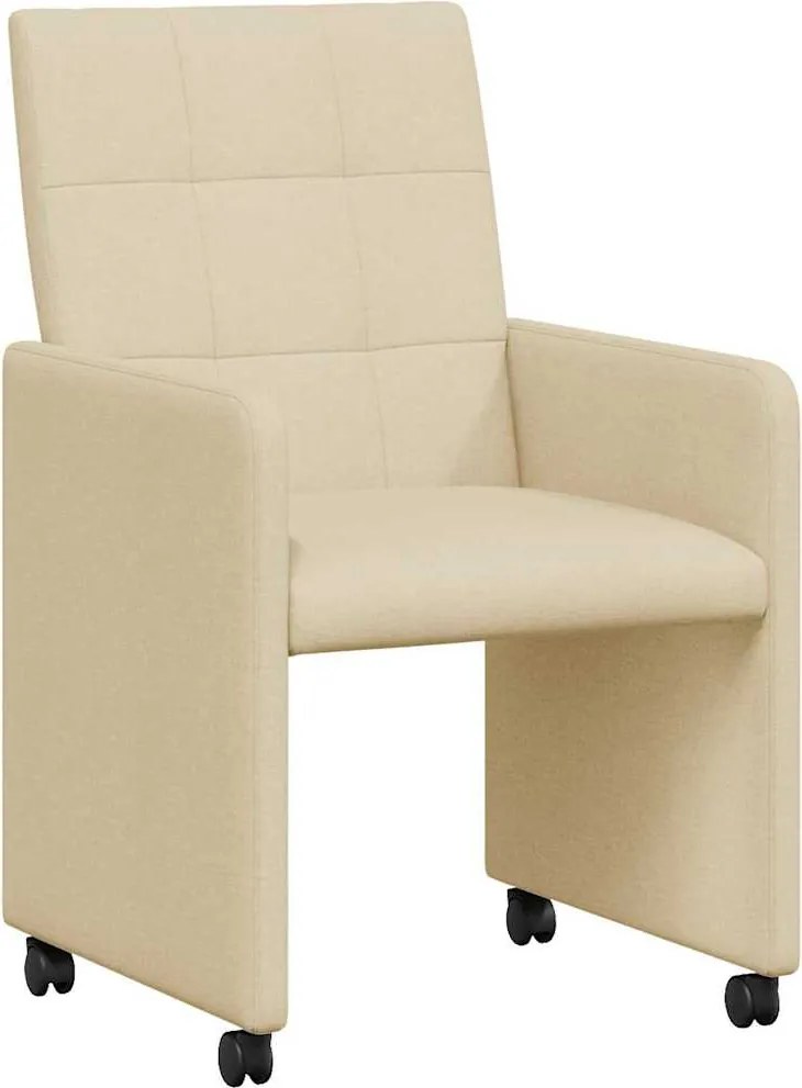 vidaXL Scaune de dining cu roți 2 pcs Crem 58 x 65 x 94 cm țesătură