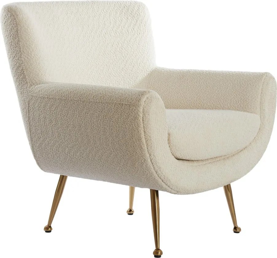 Fotoliu crem cu tapițerie din țesătură bouclé Vinstra – Light &amp; Living