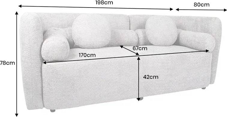 Canapea moderna, Tesatura Boucle, Gri, ART DECO 200cm, A-44508 VC