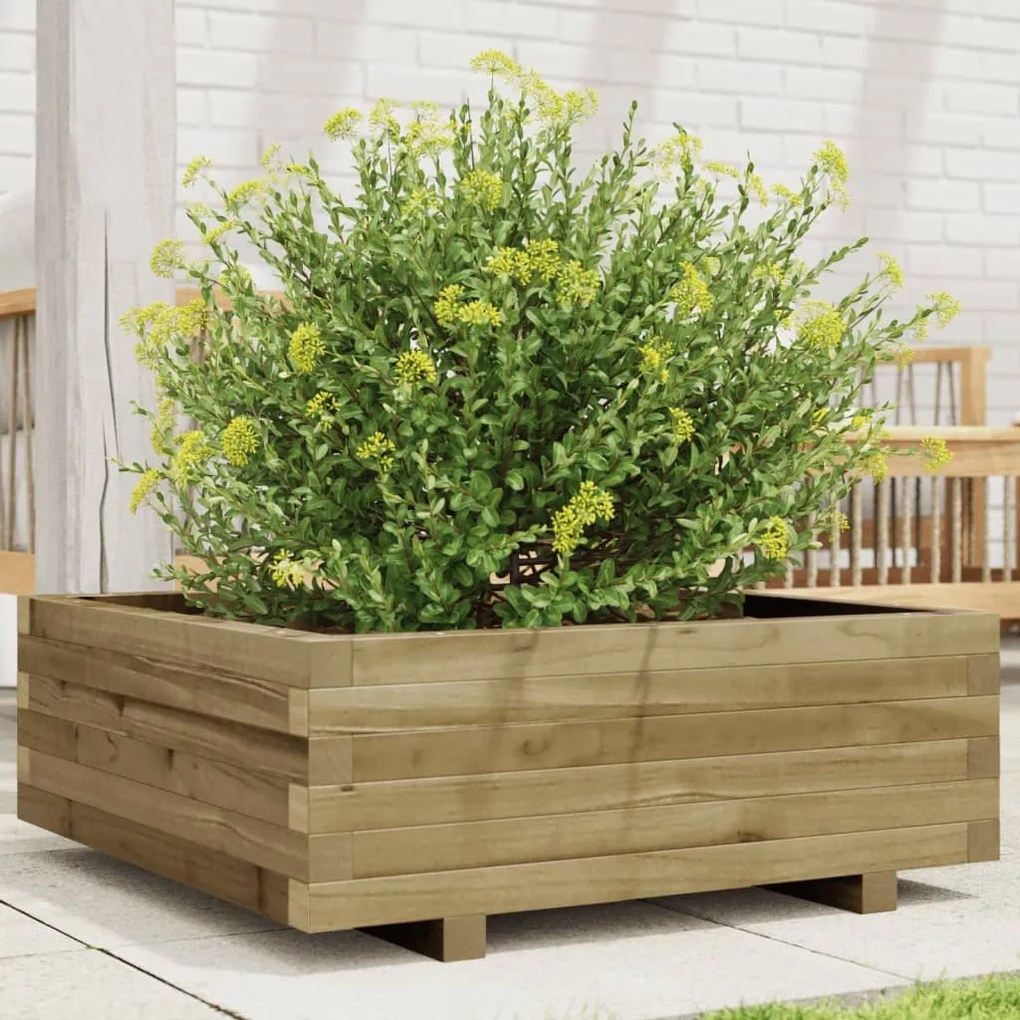 vidaXL Jardinieră de grădină, 70x70x26,5 cm, lemn de pin impregnat