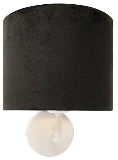 Lampă de perete vintage albă cu nuanță de velur negru - Mat