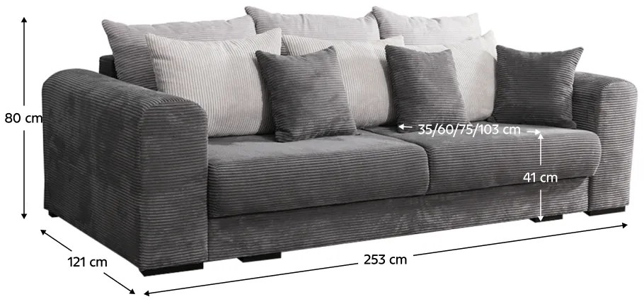 Canapea foarte spaţioasă, gri/gri deschis/bej, GILEN BIG SOFA