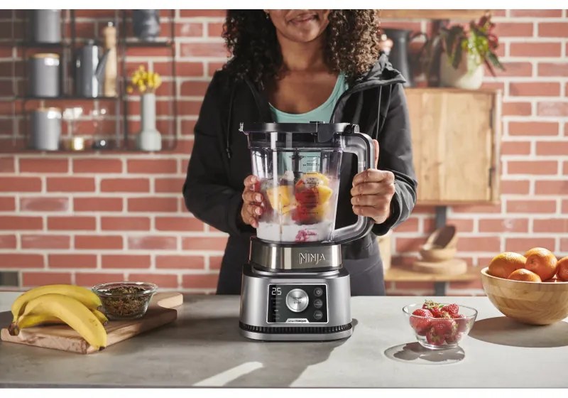 Blender Ninja Foodi Power Nutri CB350EU, 1200W, 2.1L, 3in1, 6 programe, Smart Torque, Auto-iQ, Negru/inox