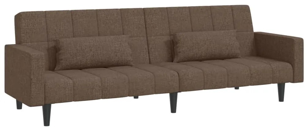 Canapea extensibila cu 2 locuri, 2 perne, gri taupe, textil Gri taupe, Fara suport de picioare