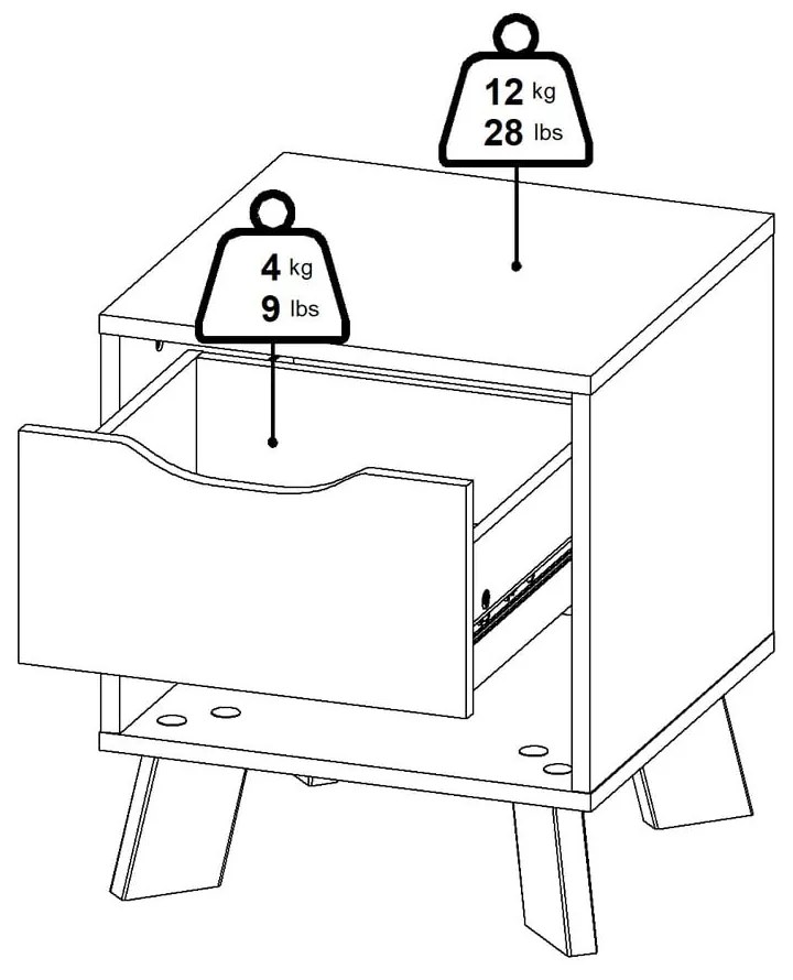 Noptieră albă-în culoare naturală Ikast – Tvilum