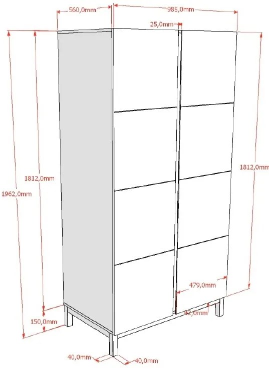 Dulap EVA cu 2 Uși, pentru Camera Copii, Alb – Vipack