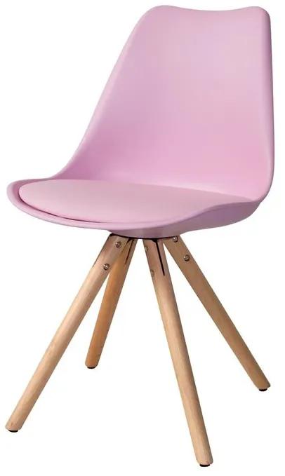 Scaun pentru copii Bergevin, lemn/plastic, roz, 83 x 49 x 17,5 cm