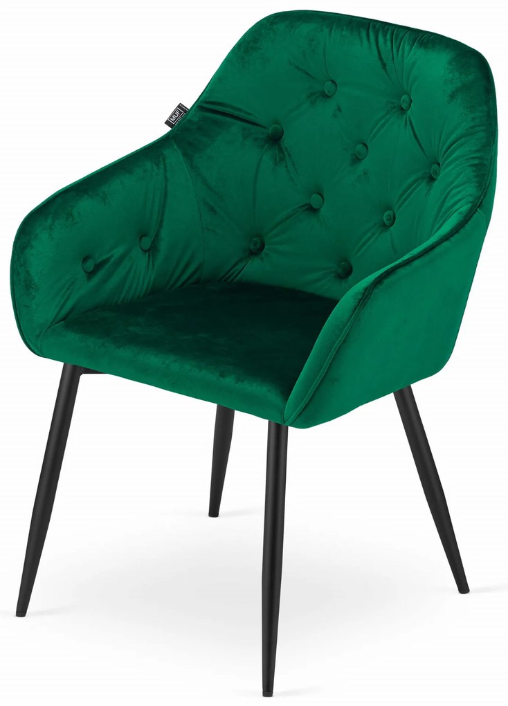 Scaun de sufragerie din catifea verde FORIO