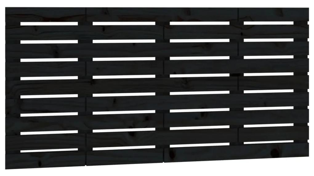 824732 vidaXL Tăblie de pat pentru perete, negru, 126x3x63 cm, lemn masiv pin