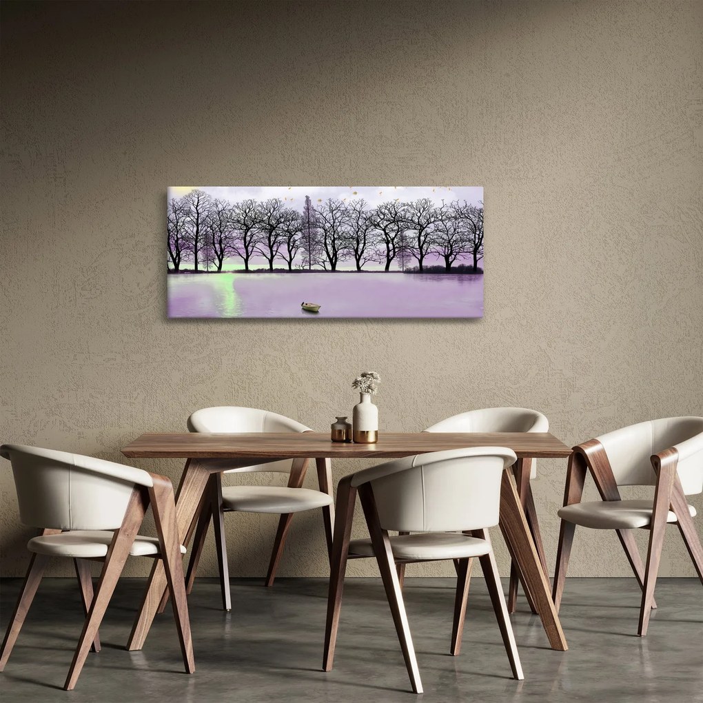 Tablou - Barcă pe lac (120x50 cm)