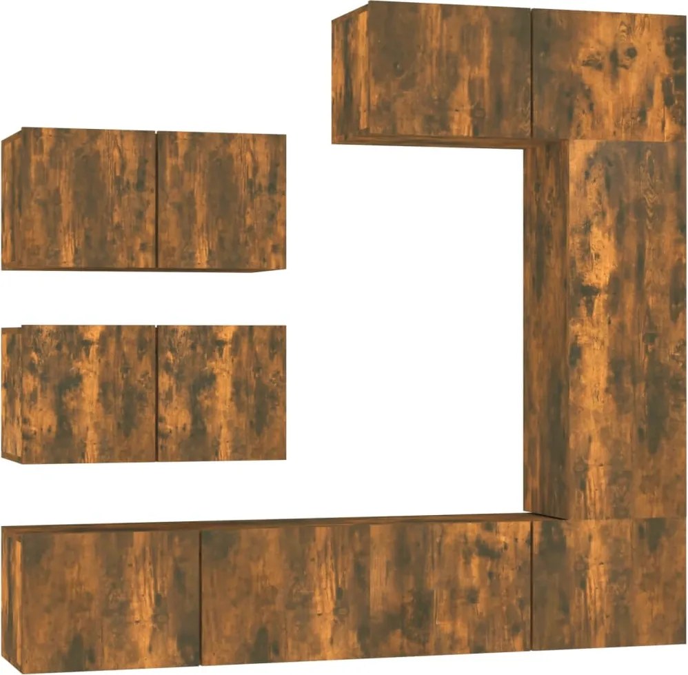 vidaXL Set dulapuri TV, 6 piese, stejar fumuriu, lemn prelucrat