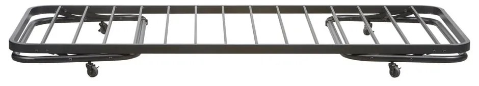 Pat negru din metal pliabil cu somieră 90x200 cm Lucy – WOOOD
