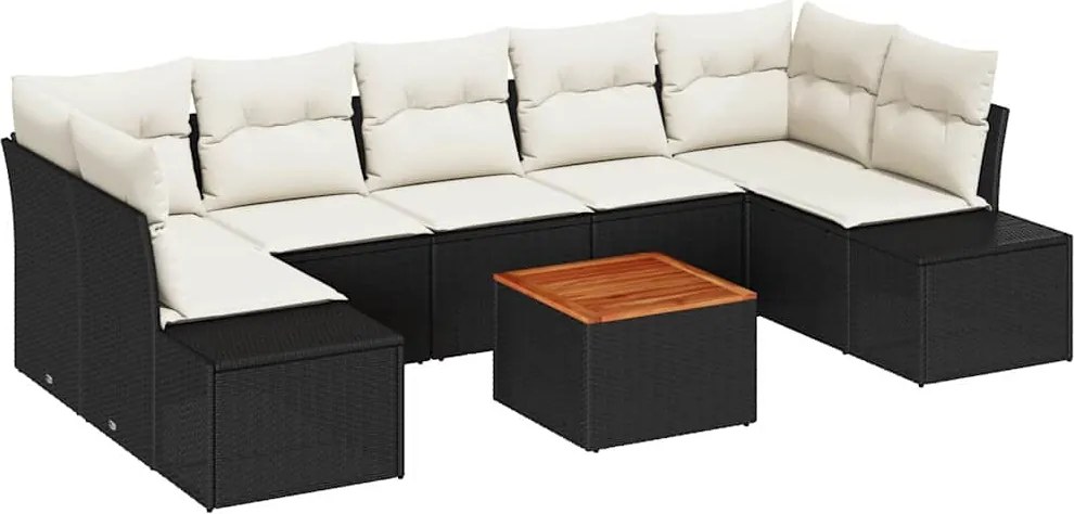 vidaXL Set de canapele pentru grădină 8 pcs Negru și Crem poliratan