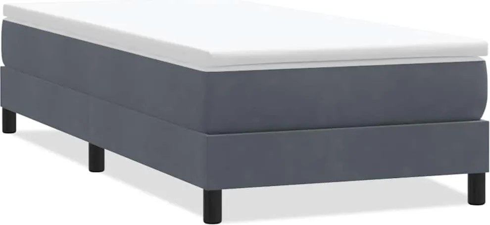 vidaXL Pat cu arcuri fără saltea Gri închis 90x220 cm catifea