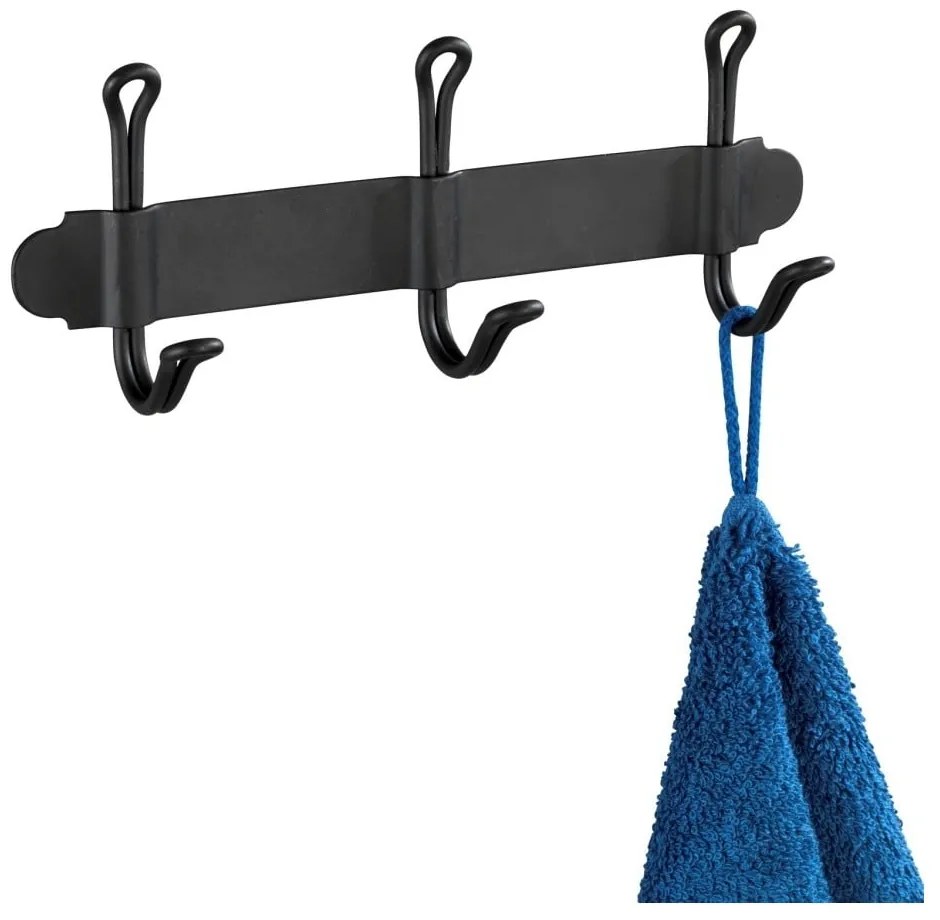 Cârlig triplu autoadeziv pentru perete Wenko Nostalgia, negru