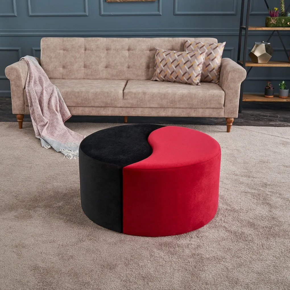 Taburet Alis Puf Red and Black