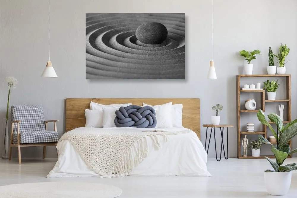 Tablou piatră relaxantă în design alb-negru
