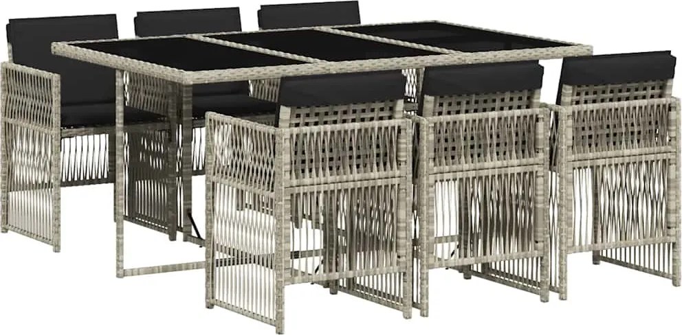 vidaXL Set mobilier de grădină cu perne, 7 piese gri deschis poliratan