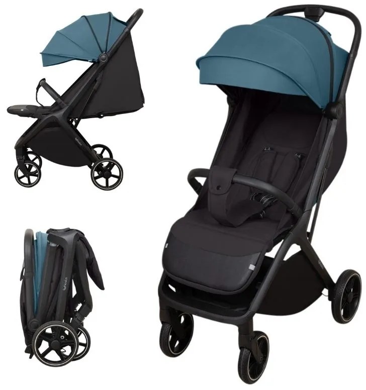 Carucior sport compact cu pliere automata recomandat de la nastere pana la 22 kg  Kidizi Nairo Blue-Black, 7,9 kg