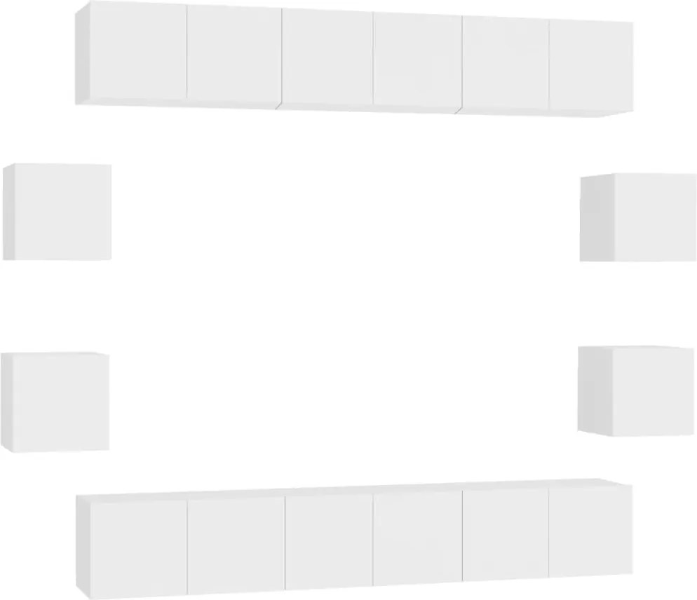 vidaXL Set dulapuri TV, 10 piese, alb, lemn prelucrat
