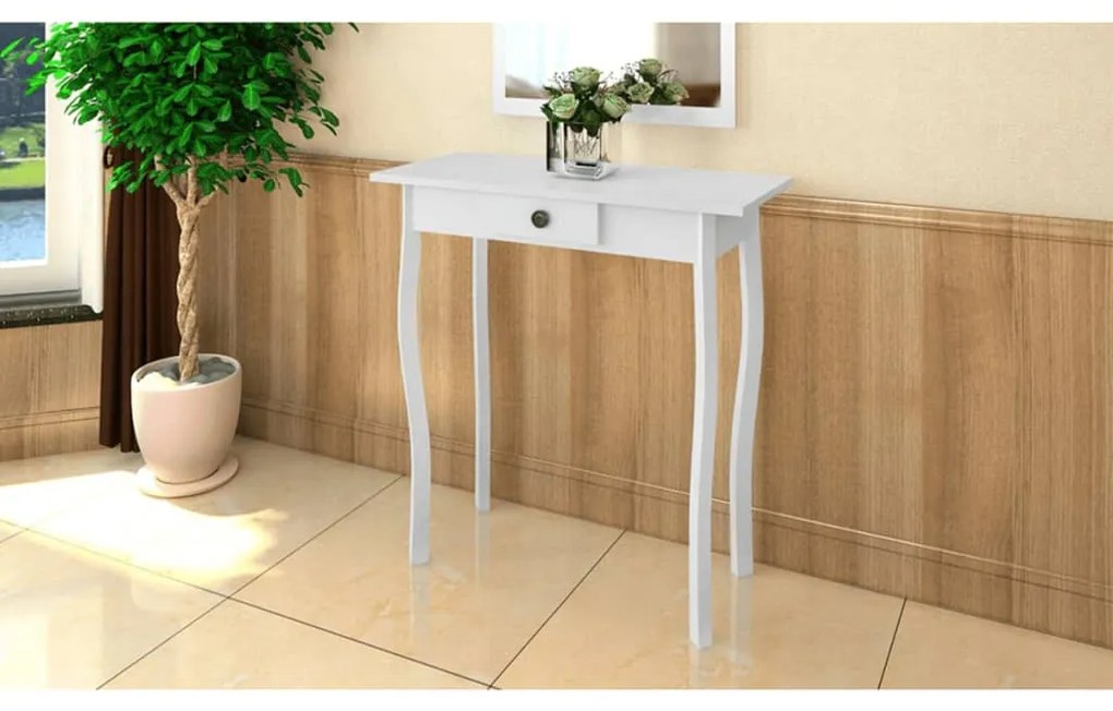 240045 vidaXL Masă consolă din MDF, alb