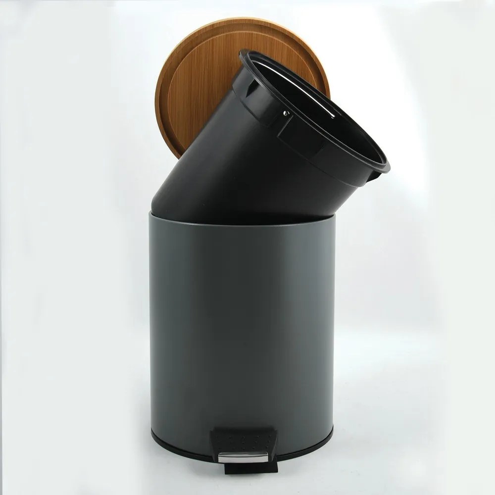 Coș de gunoi gri închis cu pedală din oțel 5 l Adonis – Spirella