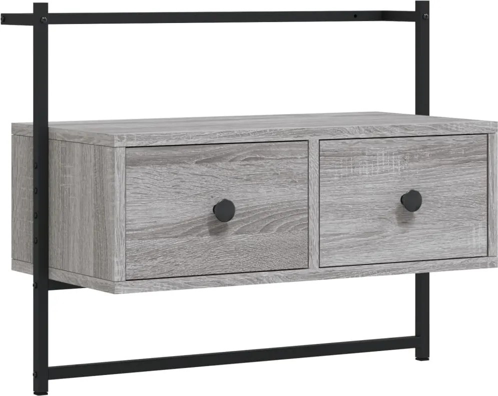 vidaXL Dulap TV montat pe perete, gri sonoma, 60,5x30x51 cm, lemn