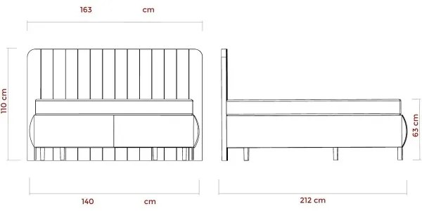 Pat tapițat ALEXA 140x200 cm, cu saltele și spațiu de depozitare, bej