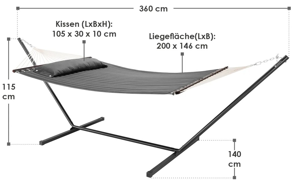 Scaun balansoar 360 x 120 x 115 cm - antracit