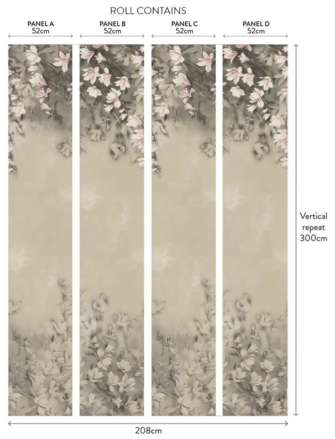 Tapet Trailing Magnolia, Burnished Gold Luxury Floral, 1838 Wallcoverings, 6.5mp / rola