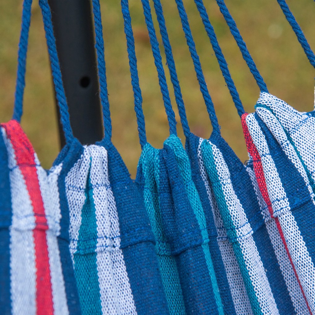 Outsunny Hamac cu Suport 310x117cm pentru Camping cu Înălțime Reglabilă și Geantă de Transport, Capacitate 120 kg, Dungi Albastre și Albe | Aosom Romania