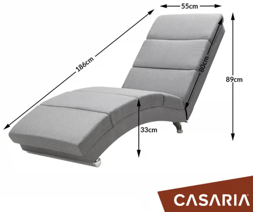 Casaria Șezlong LONDON, 186×55×89cm, gri