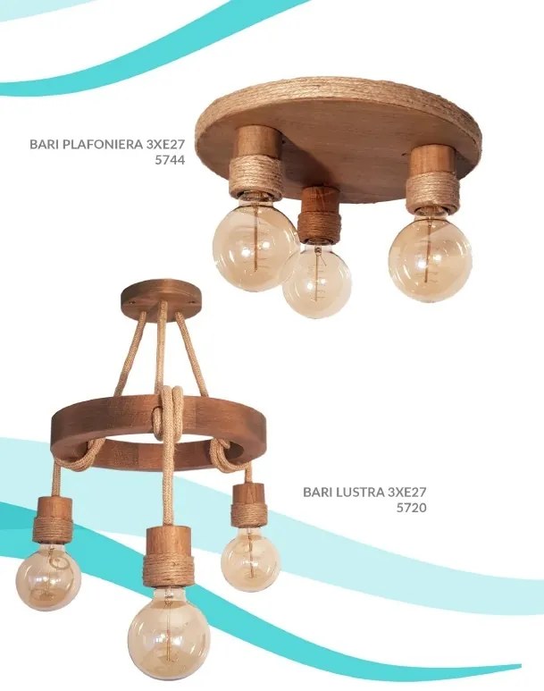 Lustra rustica cu 6 pendule fabricata manual din lemn Bari