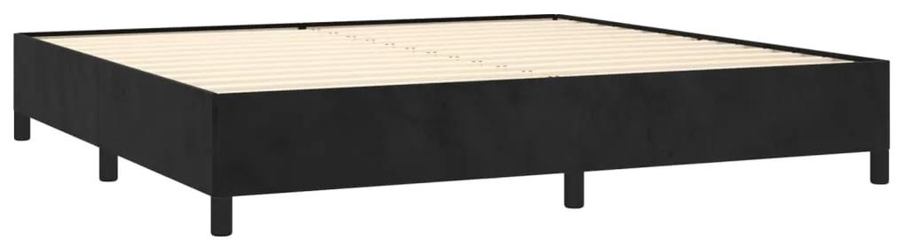 Pat box spring cu saltea, negru, 200x200 cm, catifea Negru, 200 x 200 cm, Benzi orizontale