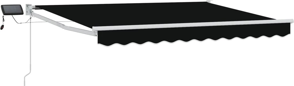vidaXL Marchiză retractabilă manuală cu led-uri Negru 3 x 2,5 m