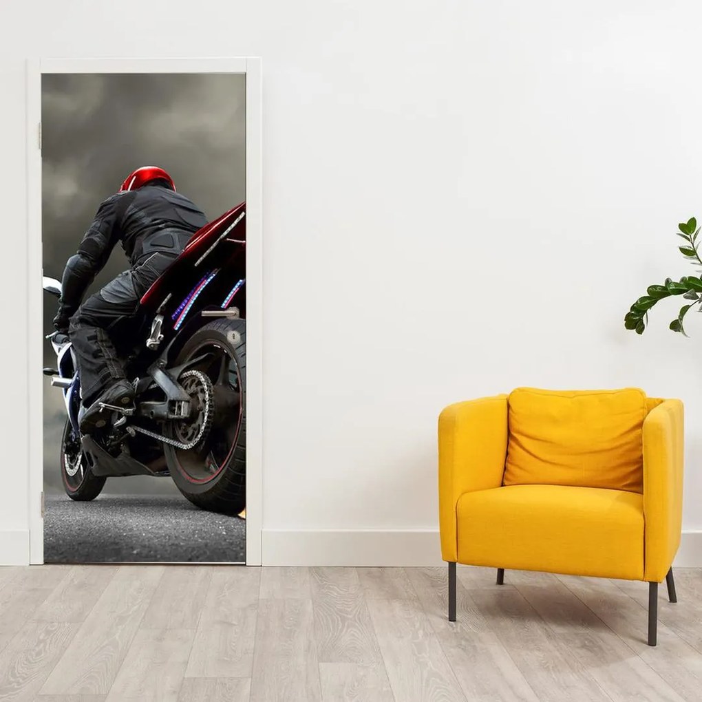 Fototapeta pentru ușă - motociclistul (95x205cm)