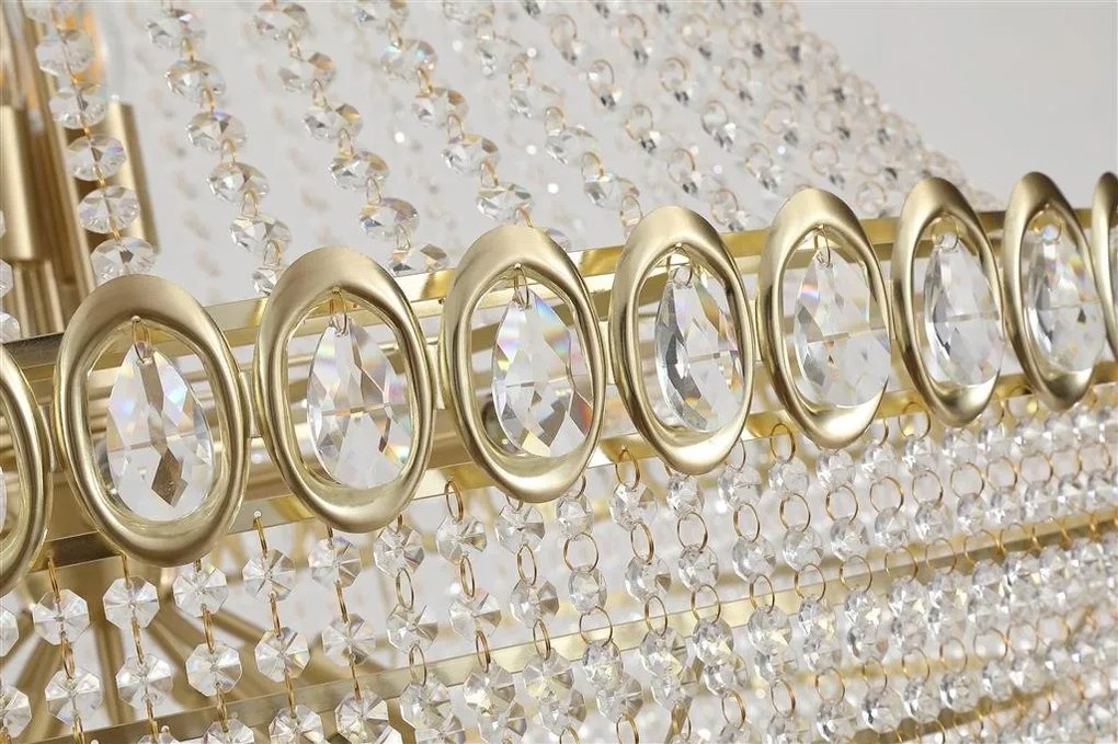 Lustra casa scarii alama satin, cristal transparent Louis Phillipe 28L