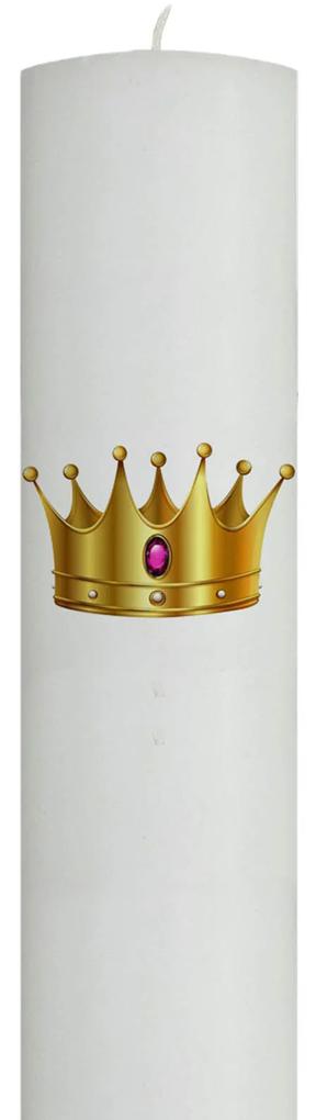 Lumanare Botez Coroana cu roz 4,5 cm, 30 cm