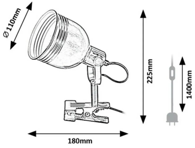 Lampă de masă Rabalux 3092 Flint, cu clips, negru