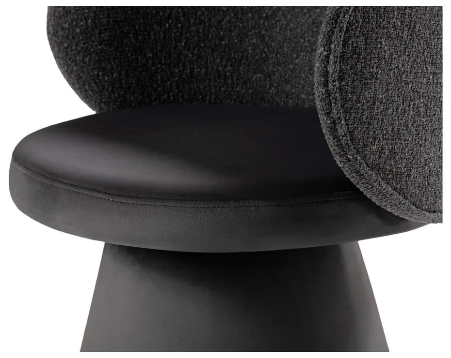 Fotoliu gri închis cu tapițerie din catifea Inez – Micadoni