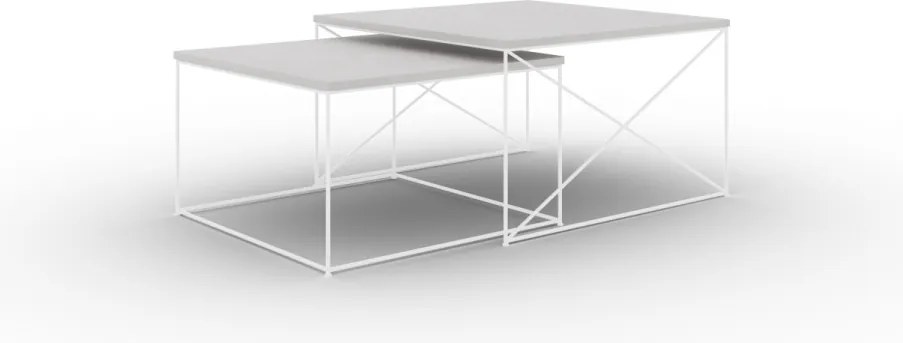 Set masute de cafea, Licco 2, ADRK Furniture (Culoare: Alb / Alb)