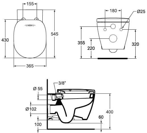 Vas WC suspendat Ideal Standard Connect, functie de bideu alb - E781901