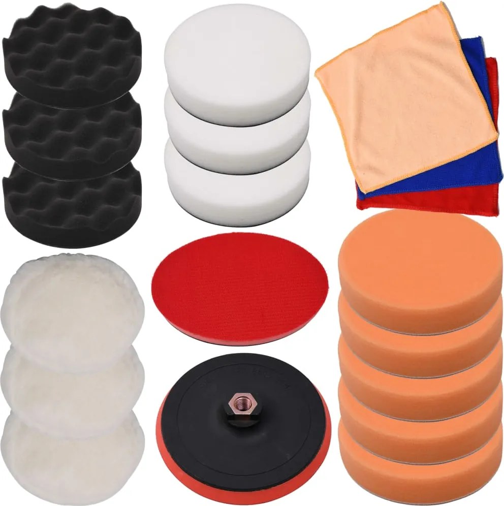 vidaXL Set bureți de lustruire, 18 piese, 150 mm