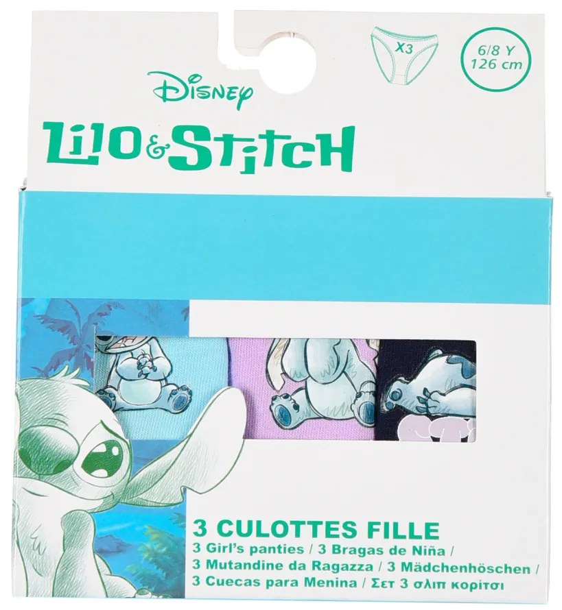 Disney Lilo și Stitch Alien lenjerie pentru copii, chiloți 3 bucăți/pachet 6 - 8 ani / 116 - 128 cm
