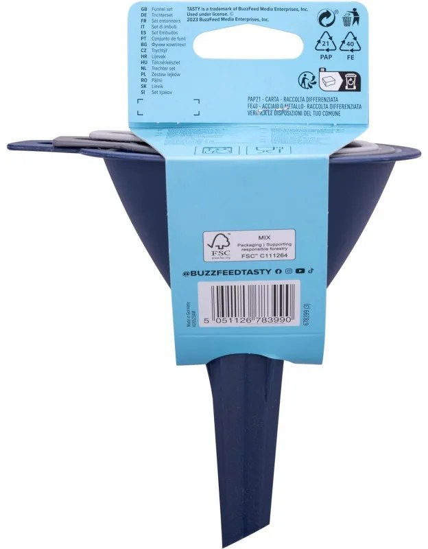 Set de 3 pâlnii Tasty Ocean Blue 678399, 3 dimensiuni, plastic, multicolor